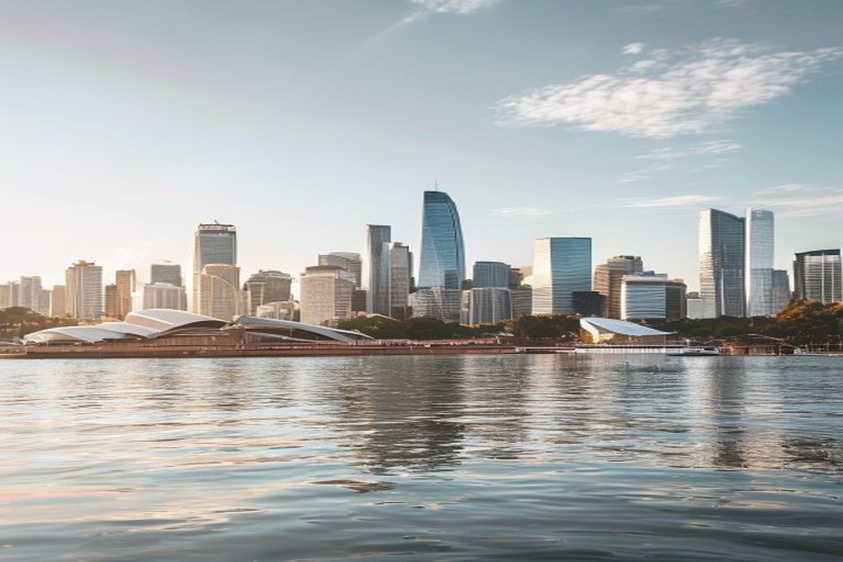 Sydney harbour and CBD illustrating Australia's tertiary service sector
