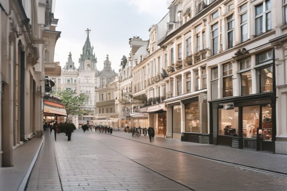 Brussels square illustrating Belgium's tertiary service sector