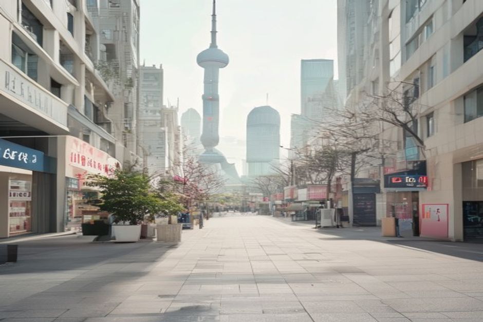 Shanghai street illustrating China's tertiary service sector