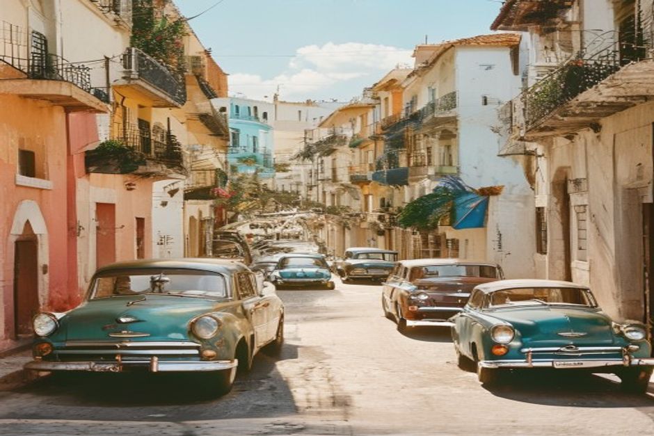 Havana street scene depicting Cuba's tertiary tourism sector
