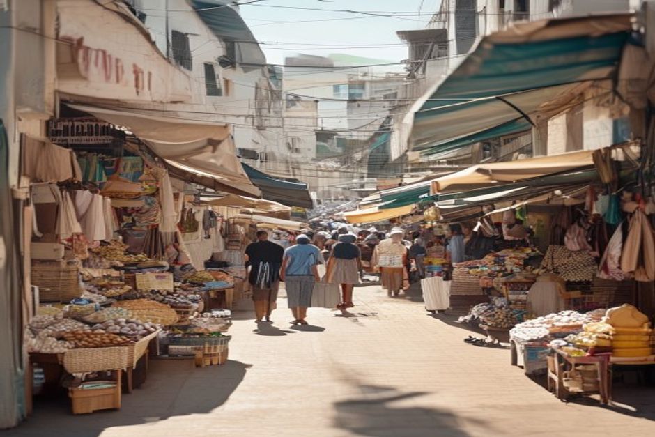 Conakry market illustrating Guinea's tertiary service sector