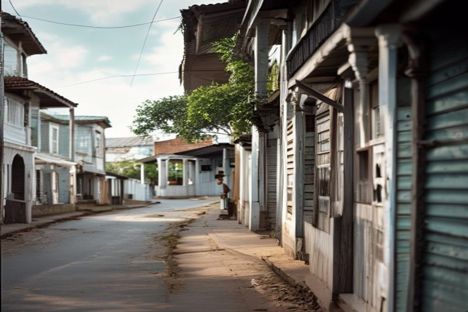 Georgetown street illustrating Guyana's tertiary service sector