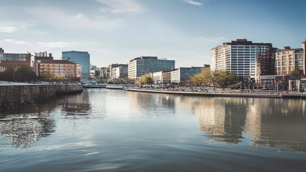 Dublin docklands representing Ireland's largest companies