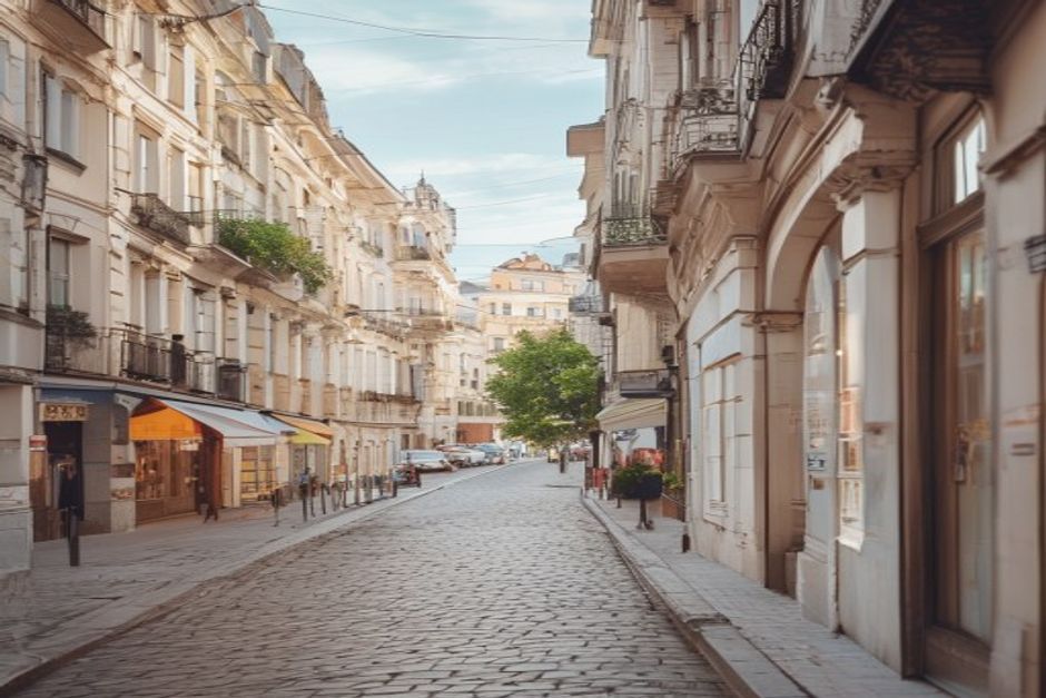 Bucharest street illustrating Romania's tertiary service sector