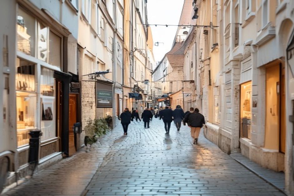 Stockholm shopping street illustrating Sweden's tertiary service sector