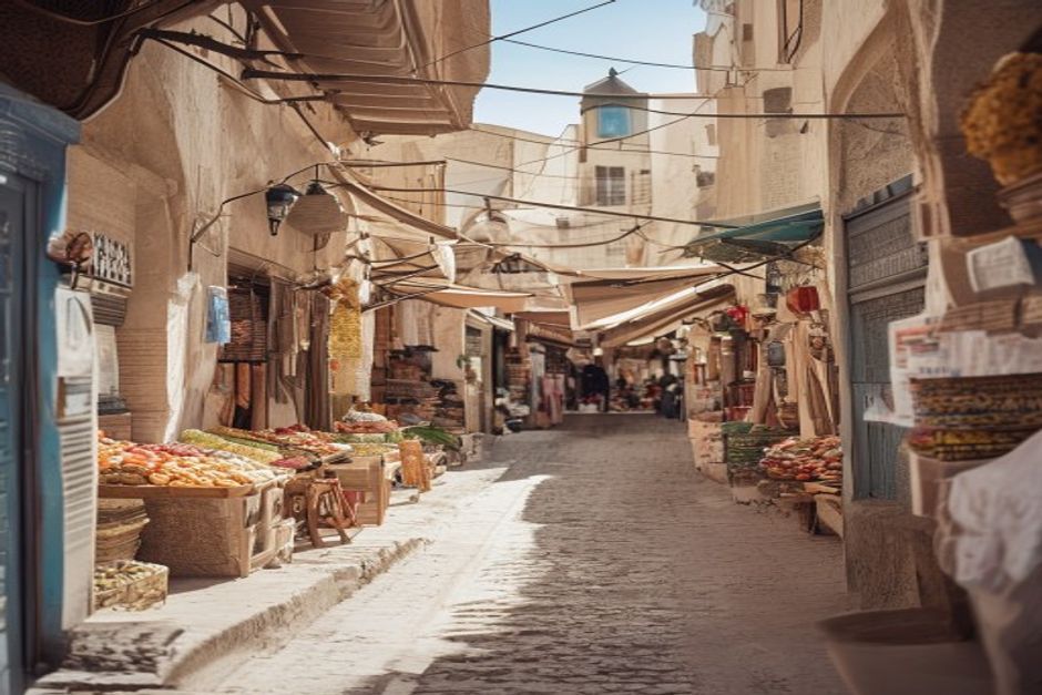 Tunis illustrating Tunisia's tertiary service sector