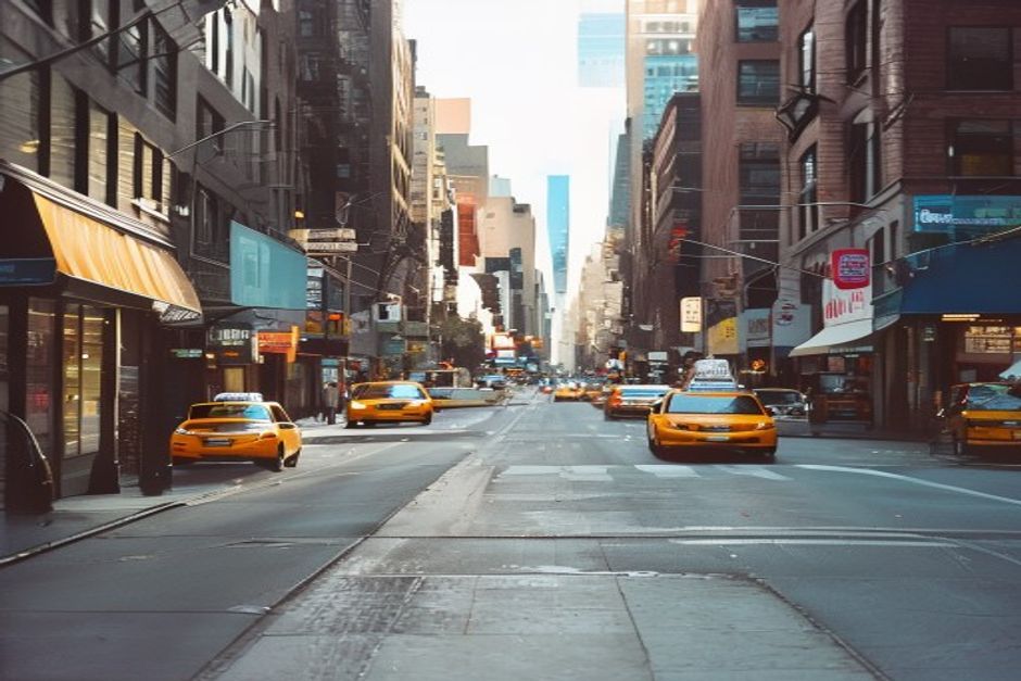 New York commercial street illustrating the US tertiary service sector