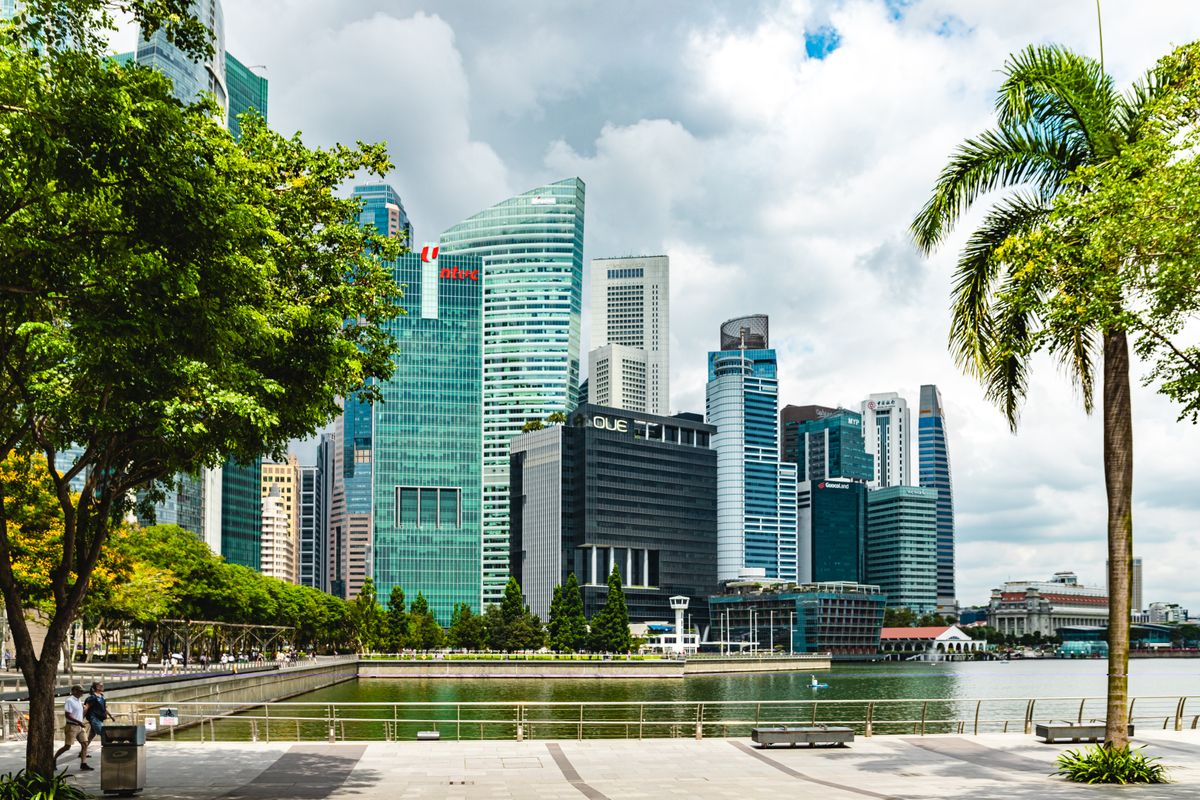 Singapore Marina Bay skyline of modern skyscrapers